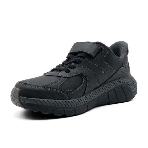 Bottom view of the Anodyne No. 38 Casual Comfort shoe in black, showcasing its slip-resistant outsole designed for enhanced grip, stability, and everyday support.