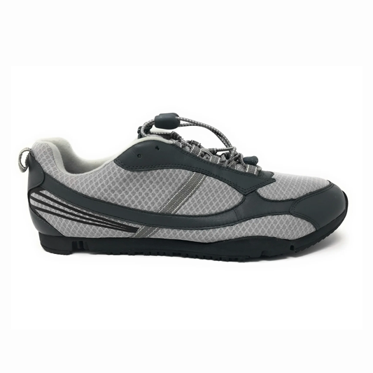 Side view of the Dr. Comfort Gary orthopedic shoe in grey, designed to provide comfort, support, and ease of wear for daily mobility needs.