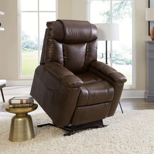 Golden PR442 MaxiComfort lift chair in Brisa Umber shown in standing position