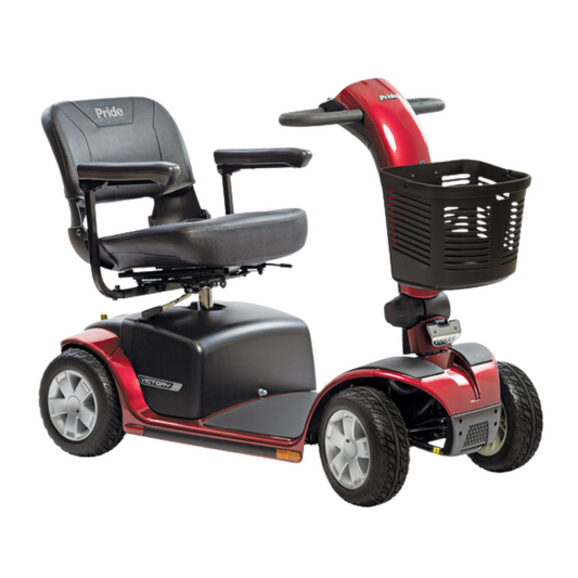 Red Pride Victory heavy-duty mobility scooter rent at Dahl Medical