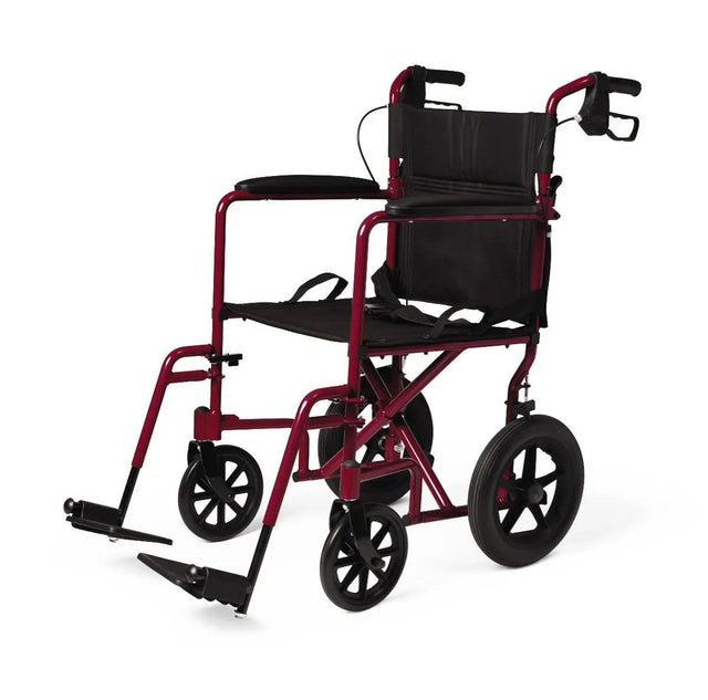 Black Medline Basic Aluminum Transport Chair 12in Red 1Ct