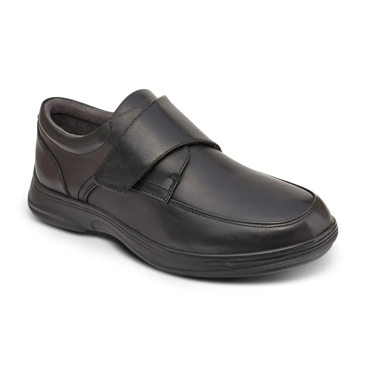 Anodyne No. 28 Casual Oxford in sleek black leather, featuring a diabetic-friendly seamless interior, wide toe box, and lightweight support for everyday comfort - side view