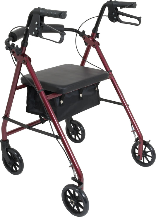 ProBasics Aluminum Rollator with 6-inch Wheels, Burgundy - Side Image