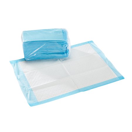Disposable blue chux underpads for incontinence protection, shown folded and opened, available at Dahl Medical Supply for bedding and surface protection.