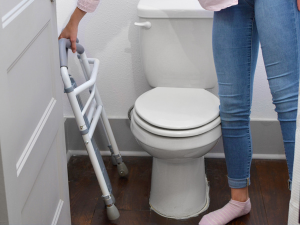 Dark Gray RMS Toilet Safety Frame & Rail - Folding & Portable Bathroom Toilet Safety Rails - Handrail Toilet Bars with Adjustable Height (White)