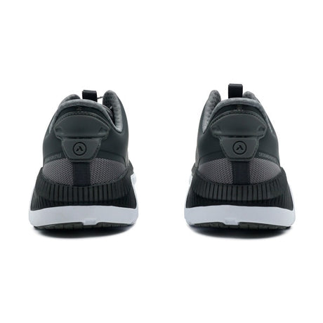 Top view of the Anodyne No. 22 Trail Walker in grey and black, highlighting the wide toe box, breathable mesh upper, and padded collar for all-day orthopedic comfort.