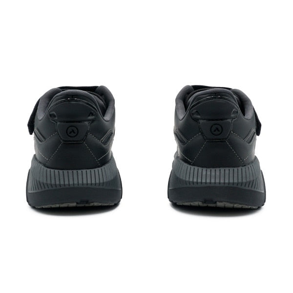 Top view of the Anodyne No. 38 Casual Comfort shoe in black, showing the wide toe box, padded collar, and seamless upper designed for diabetic and orthopedic comfort.