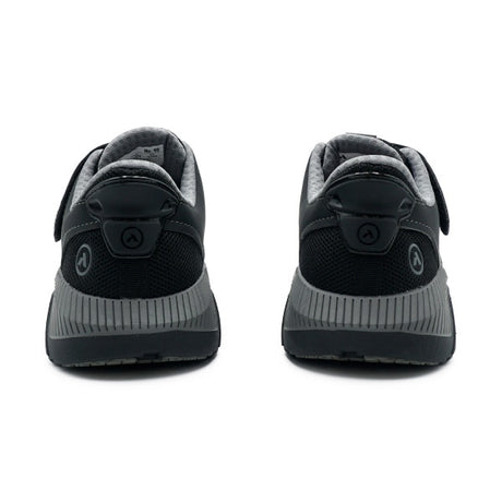 Top-down view of the Anodyne No. 46 Sport Jogger in black and grey, showing breathable mesh upper and seamless design for diabetic foot comfort