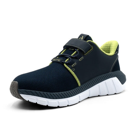 Bottom view of the Anodyne No. 46 Sport Jogger in blue and green, highlighting its textured, slip-resistant sole designed for traction and stability.