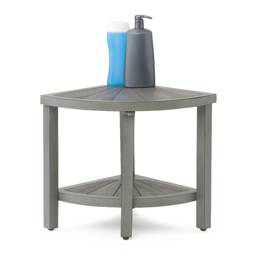 Corner Aluminum and Faux Wood Bath Bench