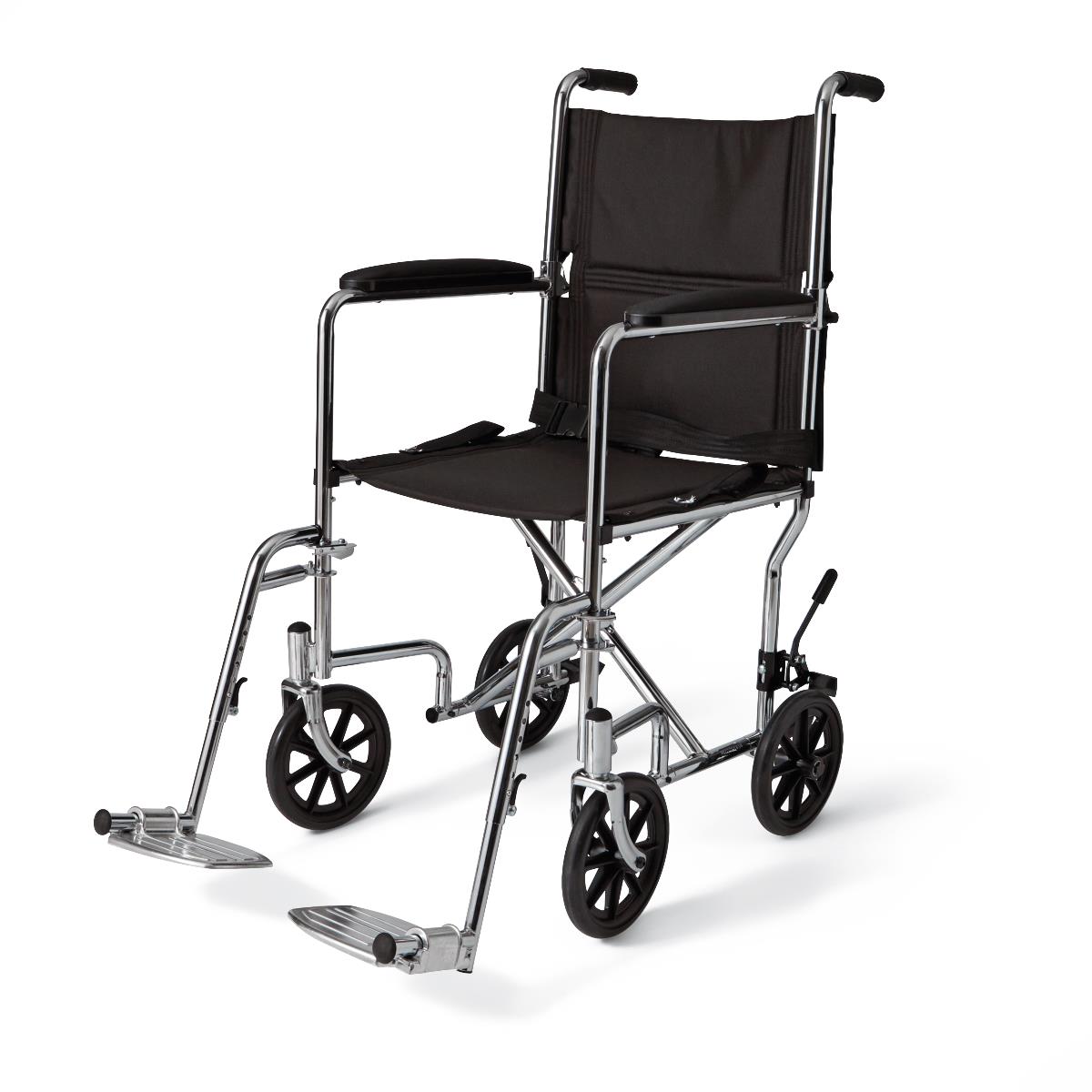 Light Gray Medline Basic Steel Transport Chair with 8" Wheels