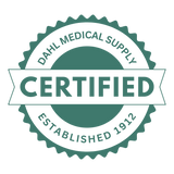 Green circular “Certified” badge with text reading “Dahl Medical Supply – Established 1912.”