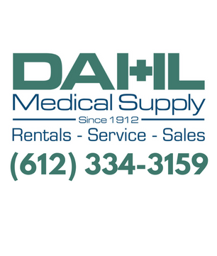 Dahl Medical Supply logo featuring the text “Rentals – Service – Sales” and phone number