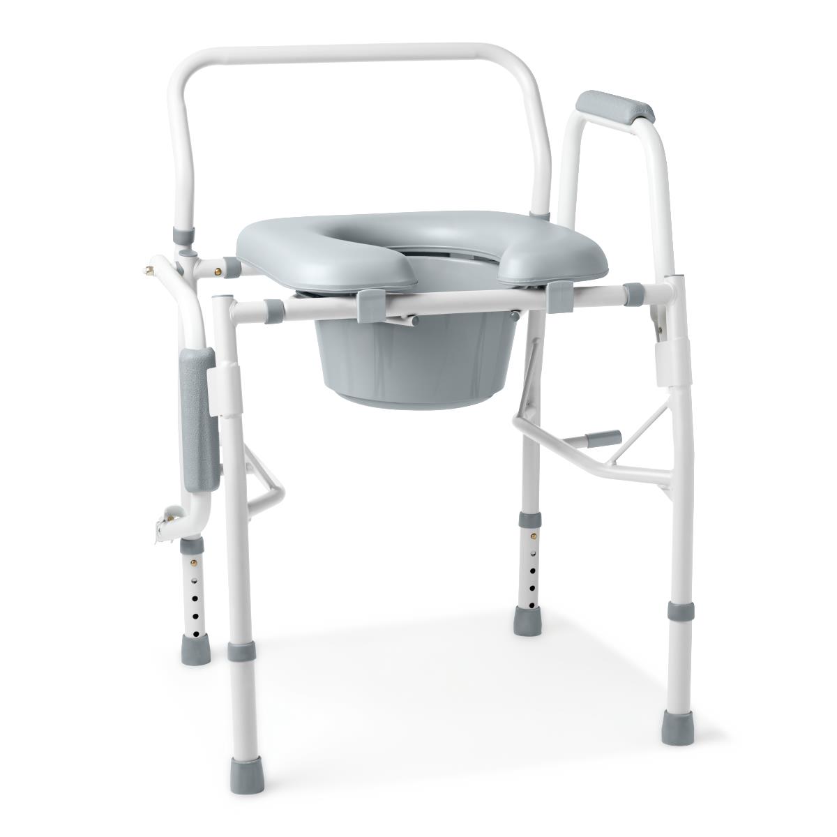 Padded Steel Drop-Arm Commode
