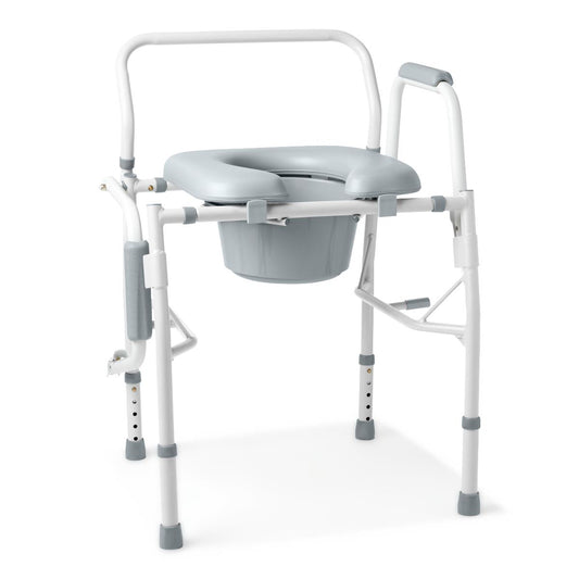 Padded Steel Drop-Arm Commode