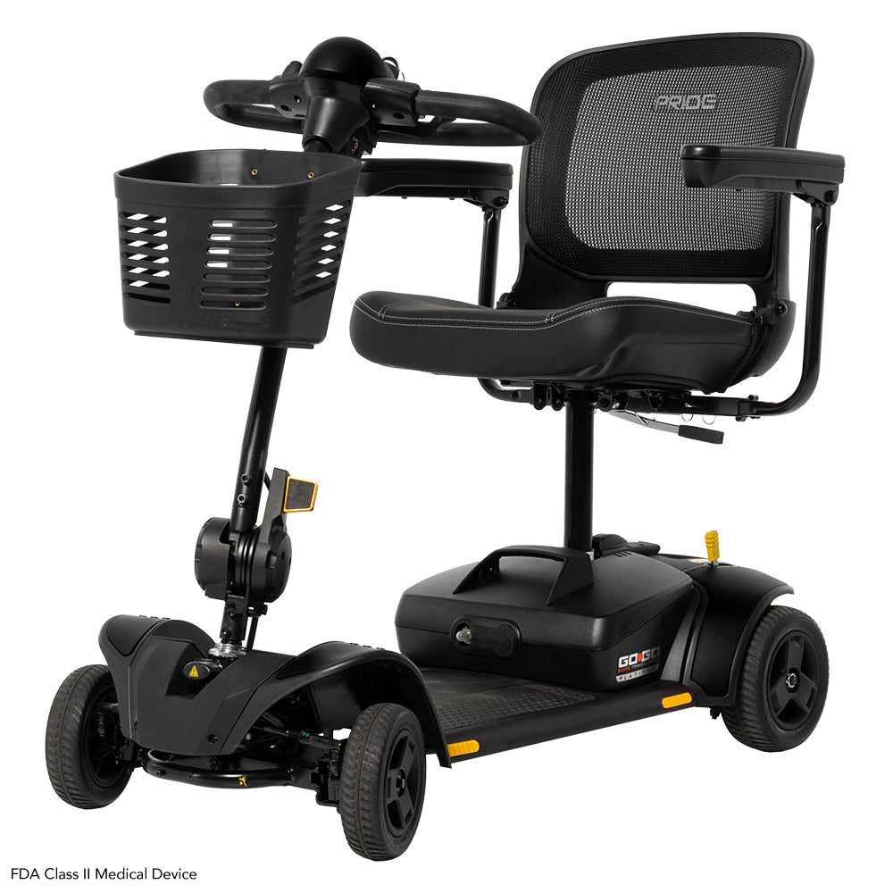 Side view of the Pride Go-Go Elite Traveller 2 Platinum mobility scooter