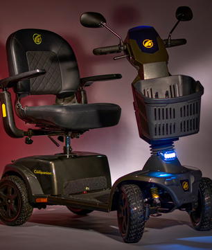 Galactic Gray Golden Companion 4-wheel Full Size Scooter shown with mirrors and head light on