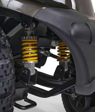 Galactic Gray Golden Companion 4-wheel Full Size Scooter with yellow shocks
