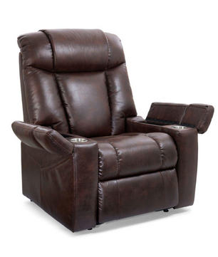 Golden PR442 lift chair in Umber with HeatWave™ full-body heat, cup holders, and storage arms