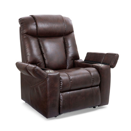 Golden PR442 lift chair in Umber with HeatWave™ full-body heat, cup holders, and storage arms