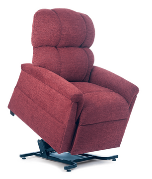 Golden Technologies PR535 Comforter Lift Chair shown in rich Port EPO fabric, featuring a smooth power lift and recline system with a plush, overstuffed back for exceptional comfort and easy sit-to-stand assistance.