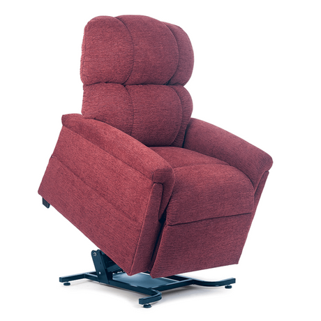 Golden Technologies PR535 Comforter Lift Chair shown in rich Port EPO fabric, featuring a smooth power lift and recline system with a plush, overstuffed back for exceptional comfort and easy sit-to-stand assistance.