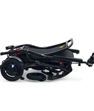 Golden Cricket Lightweight Powerchair folded flat for compact storage and transport