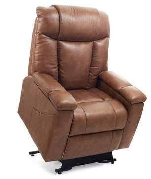 Golden Technologies Rhea PR442-MED medium-size power lift recliner in acorn upholstery, featuring plush padded cushions, storage pockets, and a sturdy lift base.