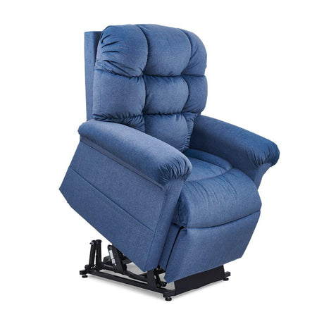 Golden PR515-Small MaxiComfort® Lift Chair in blue Calypso upholstery, featuring plush overstuffed cushioning, PowerPillow™ headrest, and smooth lift mechanism — available in stock at Dahl Medical Supply, Burnsville, Minnesota.