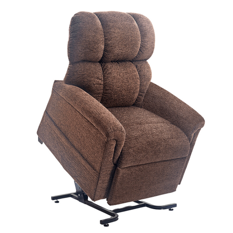 Golden Technologies PR531-Medium MaxiComfort Lift Chair shown in Bittersweet upholstery, partially lifted position with plush seam-back design, available at Dahl Medical Supply.
