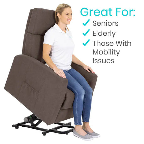 Dim Gray Vive Large Massage Lift Chair - Grey