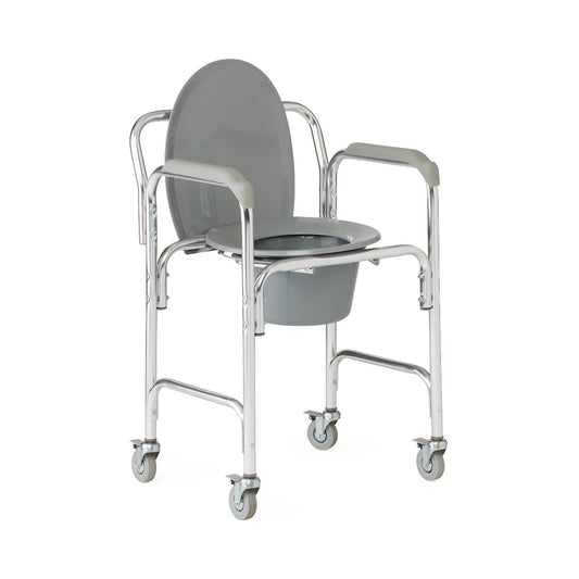 Aluminum Elongated Commode with 4 Locking Casters