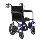Basic Aluminum Transport Chair with Permanent Full-Length Arms, Swing-Away Footrests and 12" Wheels