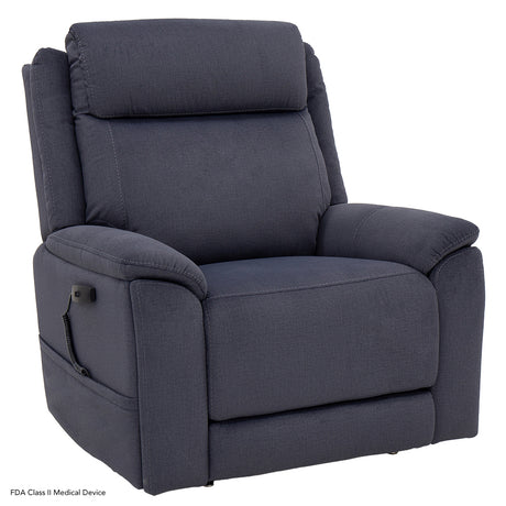 Pride Evolution LC435 lift chair in blue fabric upholstery with side hand control