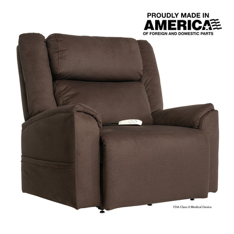 Pride Evolution LC435 lift chair in brown fabric proudly made in America
