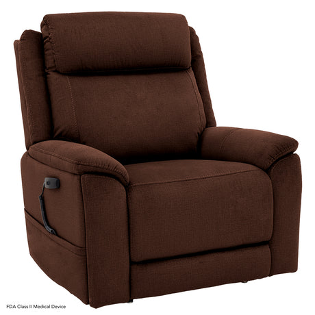 Pride Evolution LC435 lift chair in brown fabric upholstery with side hand control
