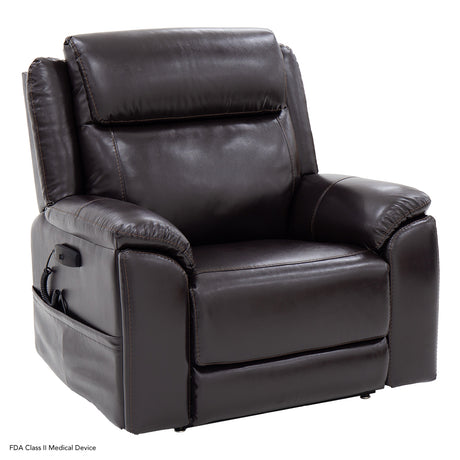 Pride Evolution LC435 lift chair in dark brown upholstery with side hand control