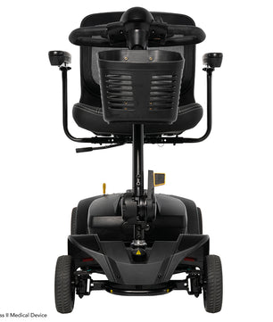 Front view of the Pride Go-Go Elite Traveller 2 Platinum lightweight travel mobility scooter