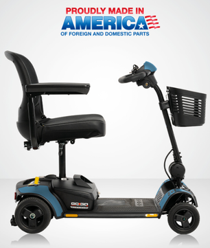 Pride Go-Go Elite Traveller 2 Platinum mobility scooter in matte blue