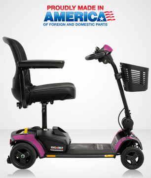 Pride Go-Go Elite Traveller 2 Platinum mobility scooter in matte Sugar plum