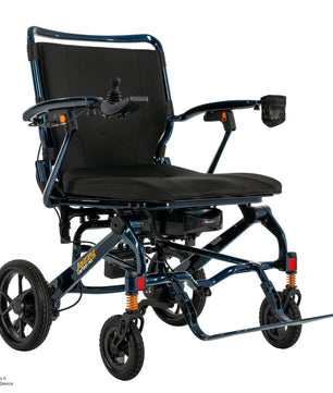 Pride Jazzy Carbon HD folding power wheelchair with padded seat and joystick control