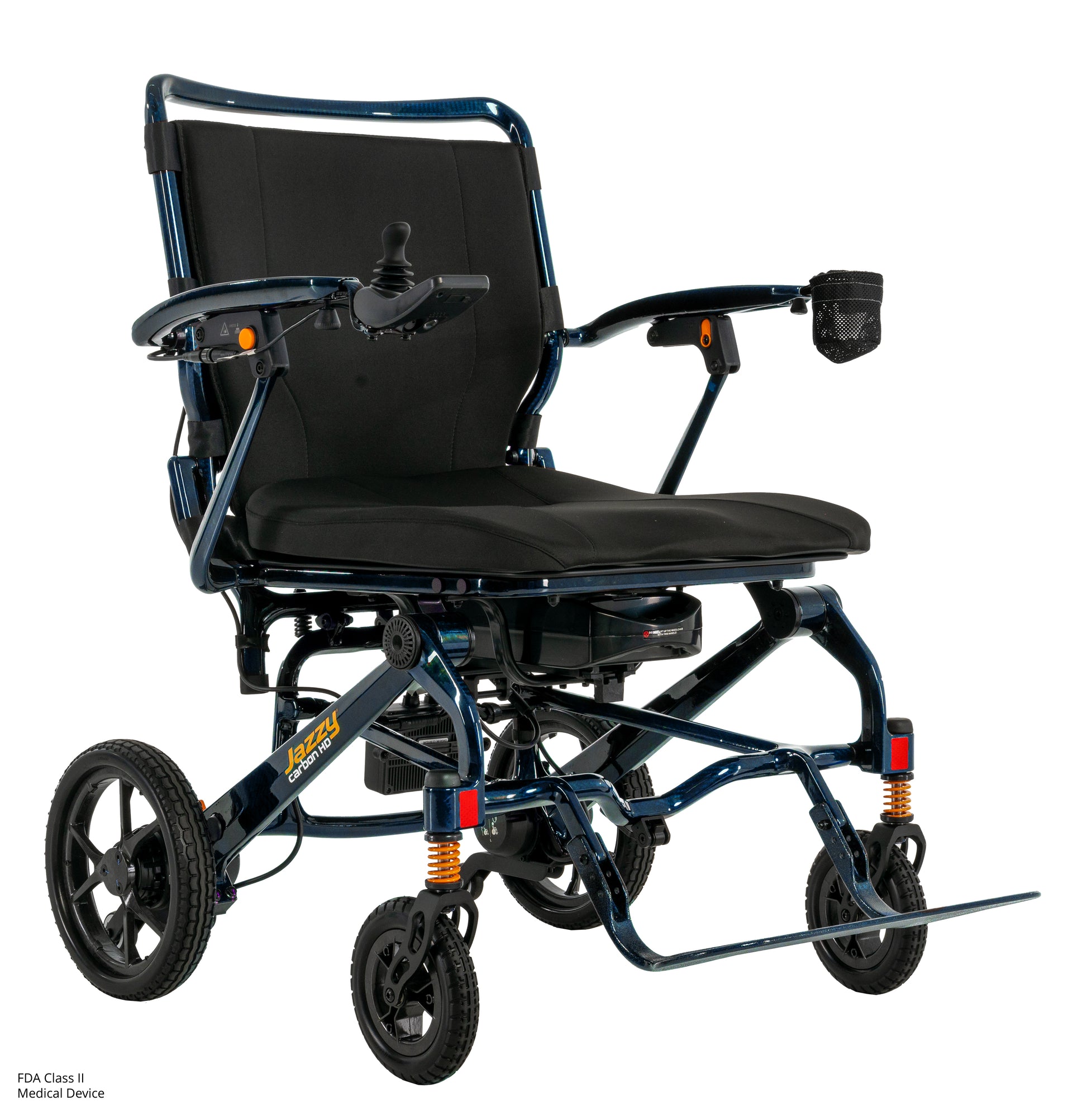 Pride Jazzy Carbon HD folding power wheelchair with padded seat and joystick control