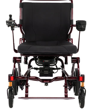 Pride Jazzy Carbon HD power wheelchair shown from the front
