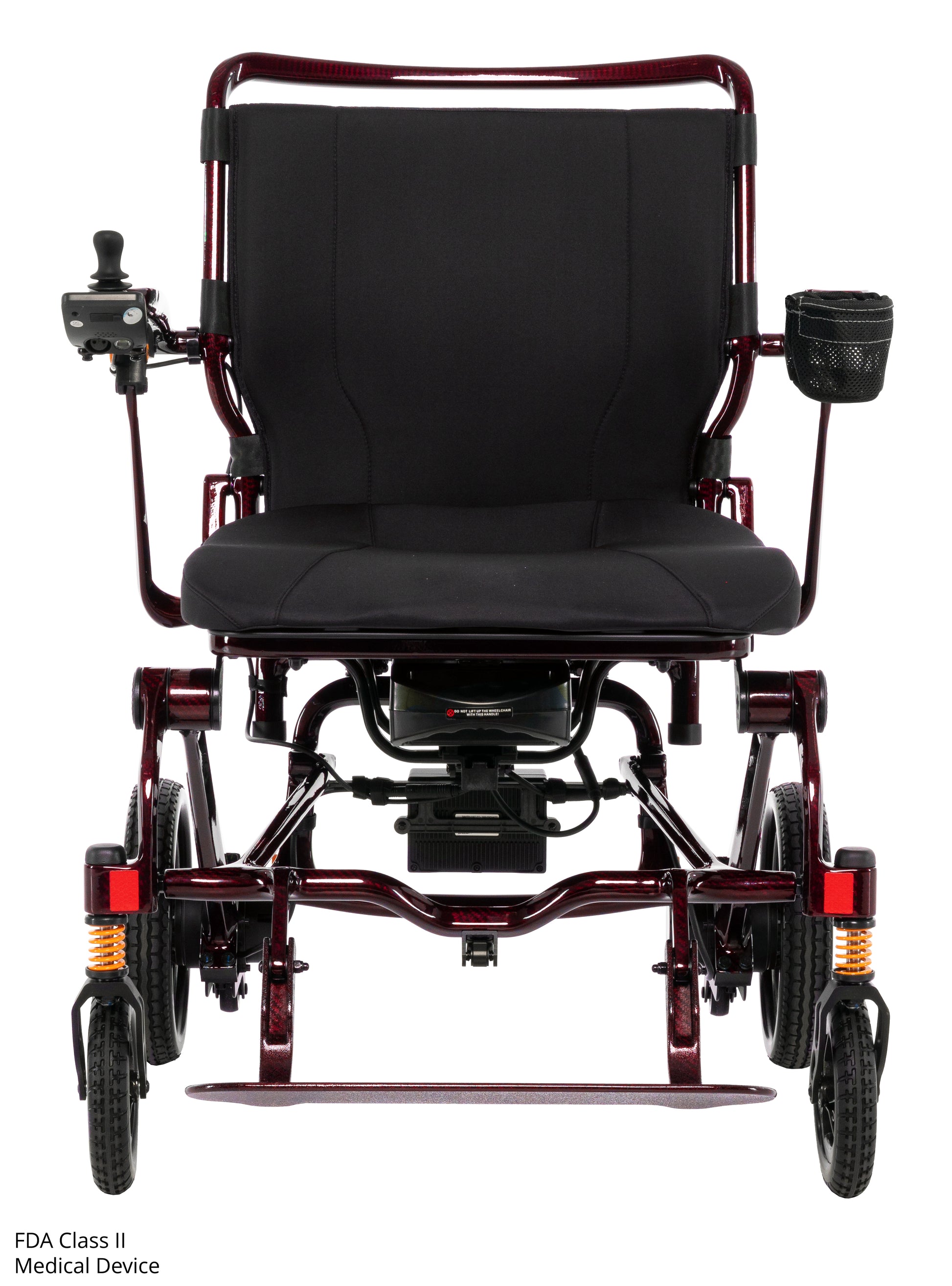 Pride Jazzy Carbon HD power wheelchair shown from the front