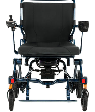 Pride Jazzy Carbon HD power wheelchair shown from the front