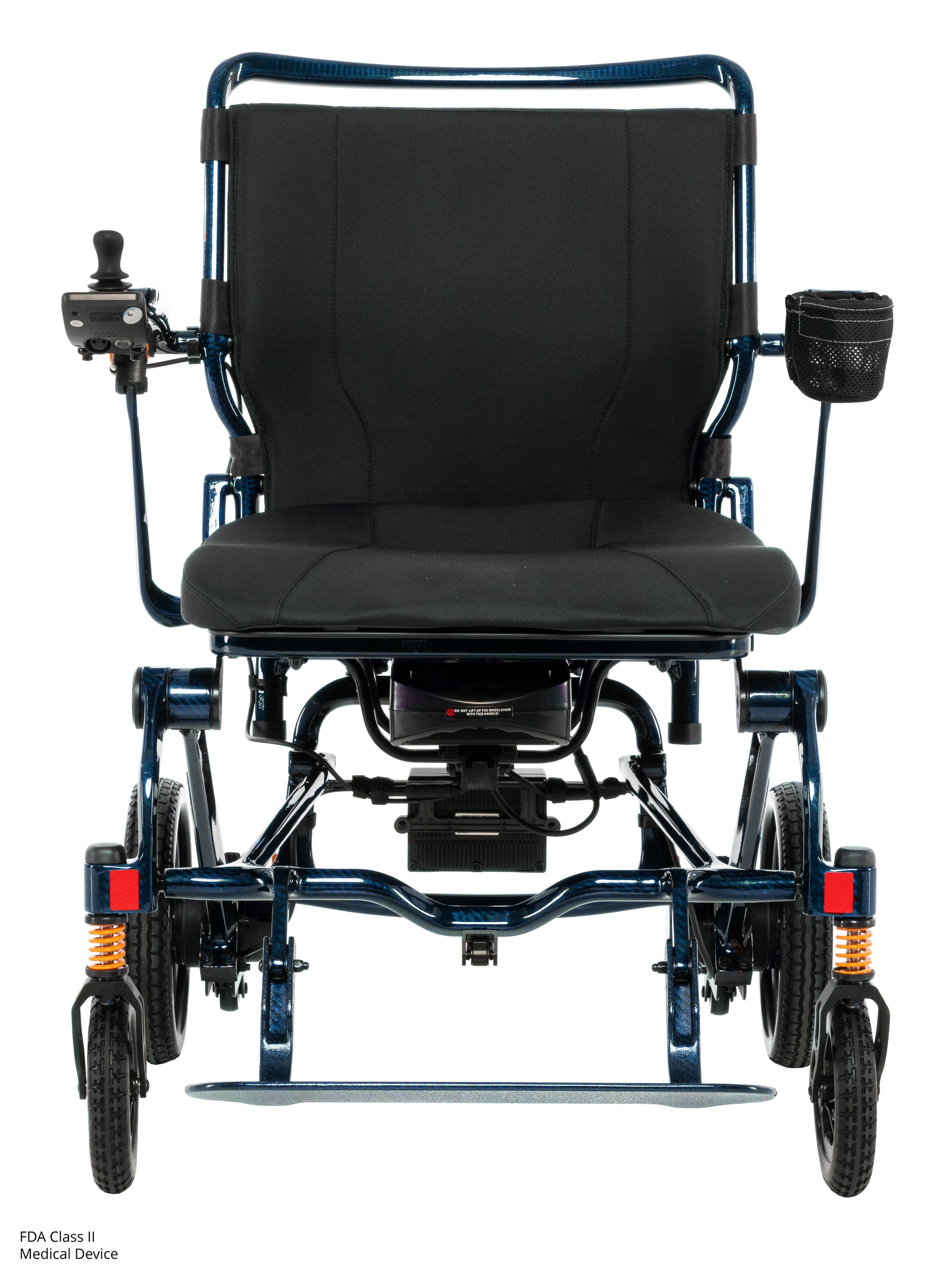 Pride Jazzy Carbon HD power wheelchair shown from the front