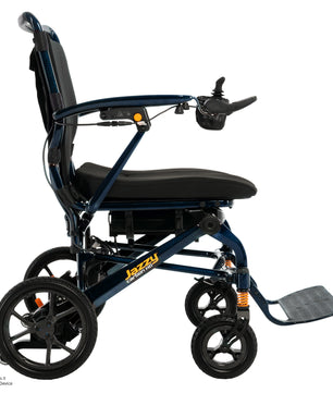 Pride Jazzy Carbon HD power wheelchair shown from the left side