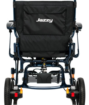 Pride Jazzy Carbon HD power wheelchair shown from the rear