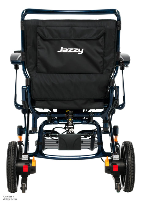 Pride Jazzy Carbon HD power wheelchair shown from the rear