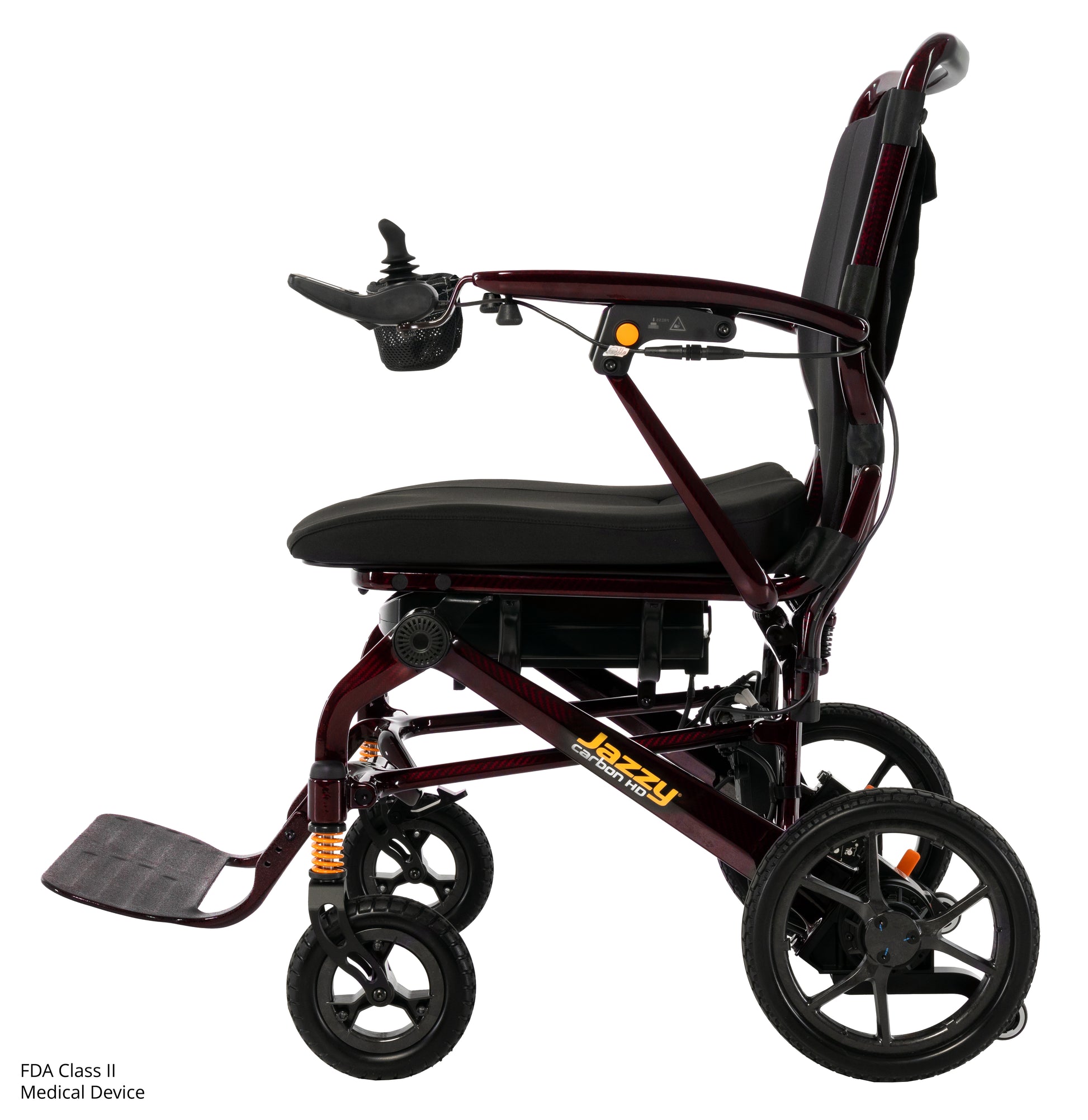 Pride Jazzy Carbon HD power wheelchair shown from the right side